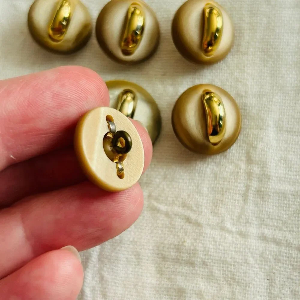 Vintage Lot of Mid Century Buttons Red Brown Beige Gold Asst Sizes Shank Backs